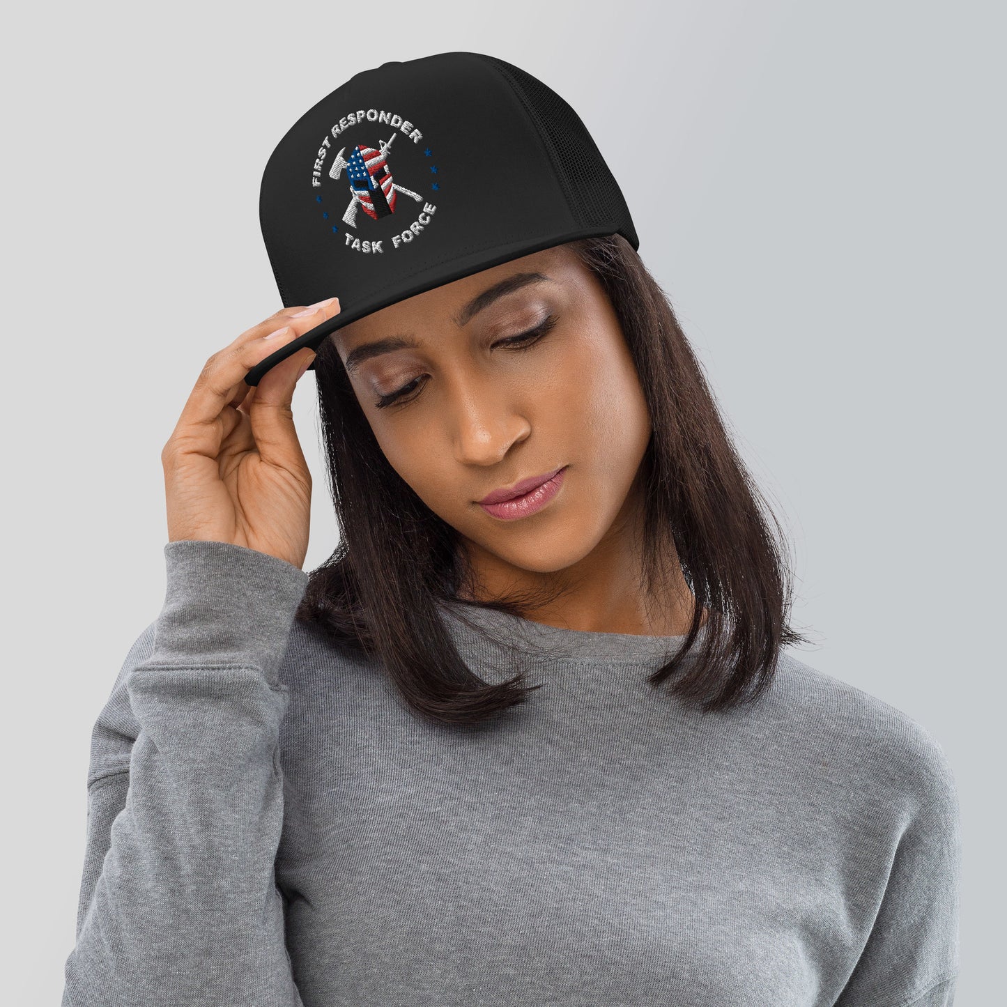 Unisex Mesh Back Trucker Cap | Black | FRTF Logo (Embroidered)