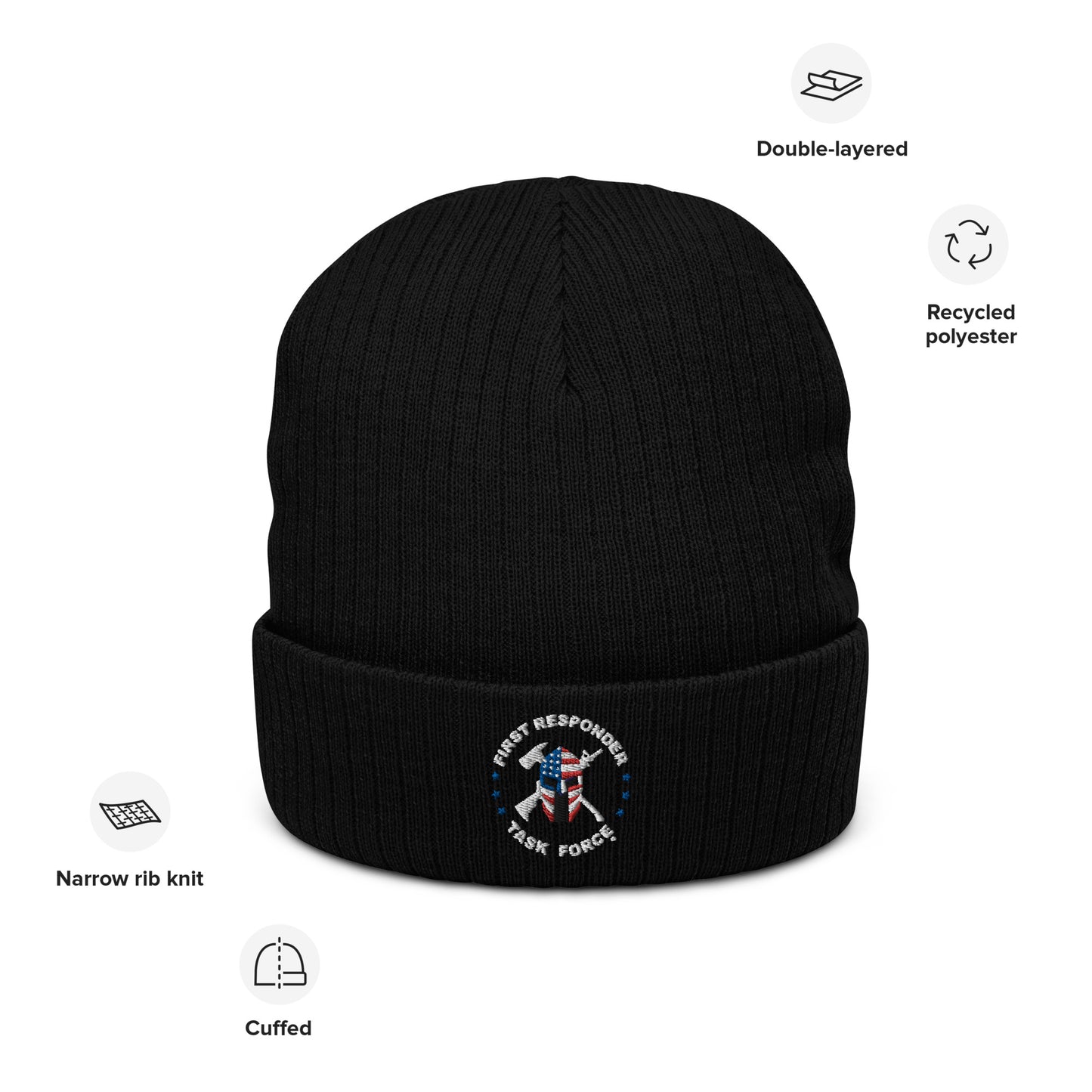 Unisex Ribbed Knit Beanie | Black or Olive | FRTF Branded (Embroidered)