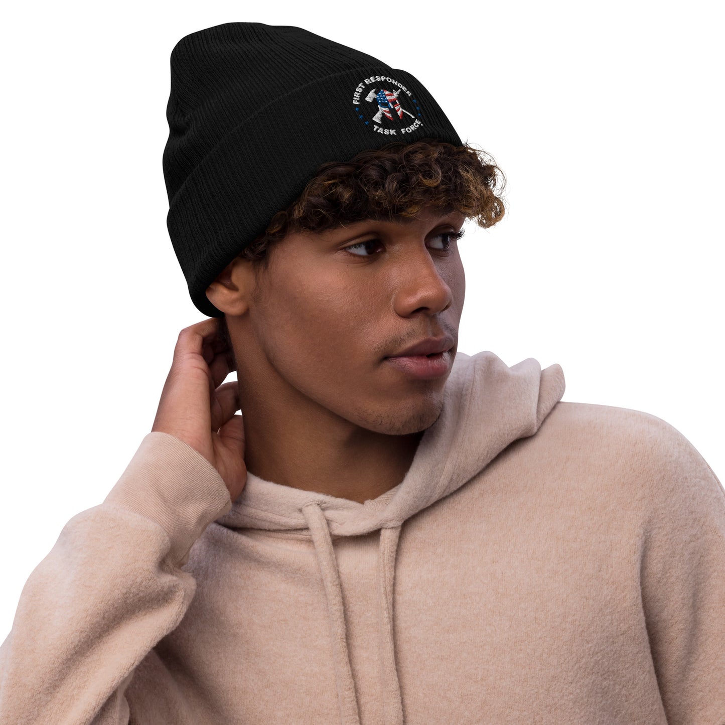 Unisex Ribbed Knit Beanie | Black or Olive | FRTF Branded (Embroidered)