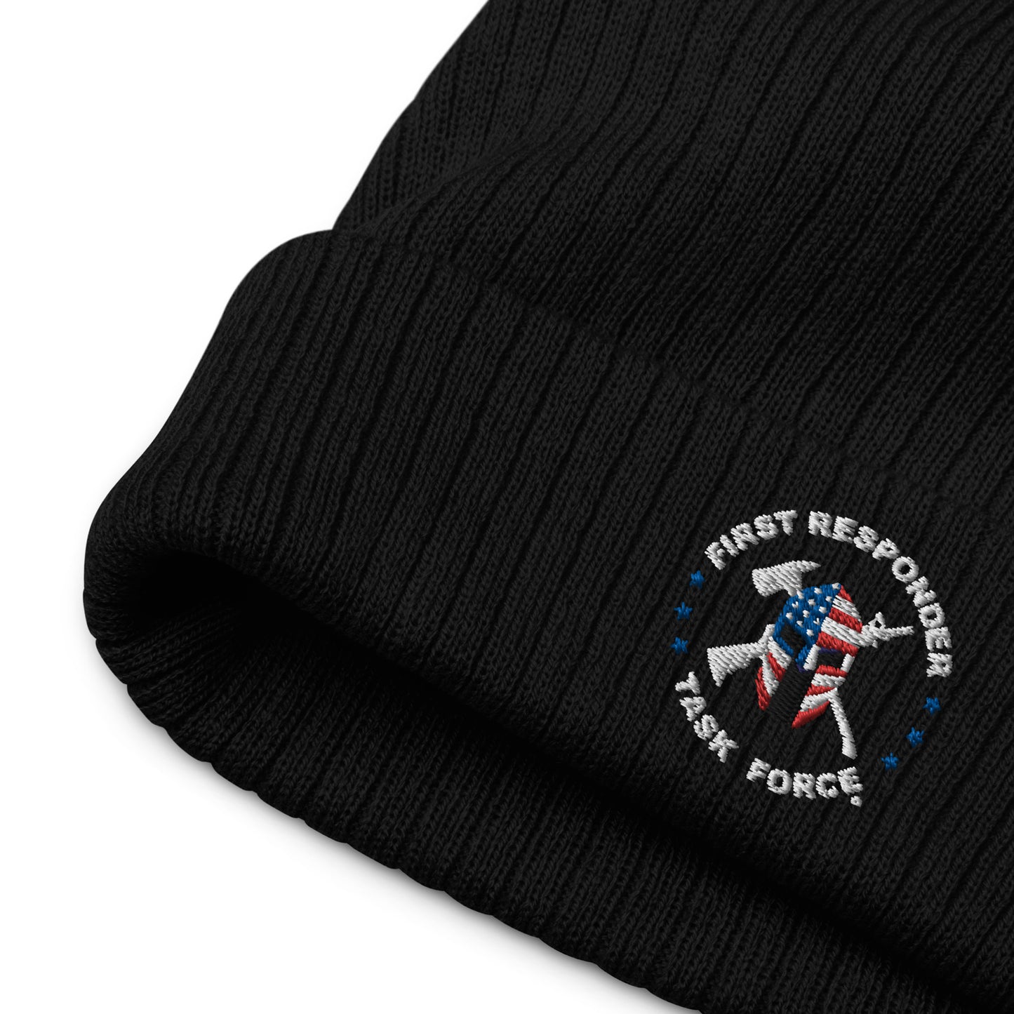 Unisex Ribbed Knit Beanie | Black or Olive | FRTF Branded (Embroidered)