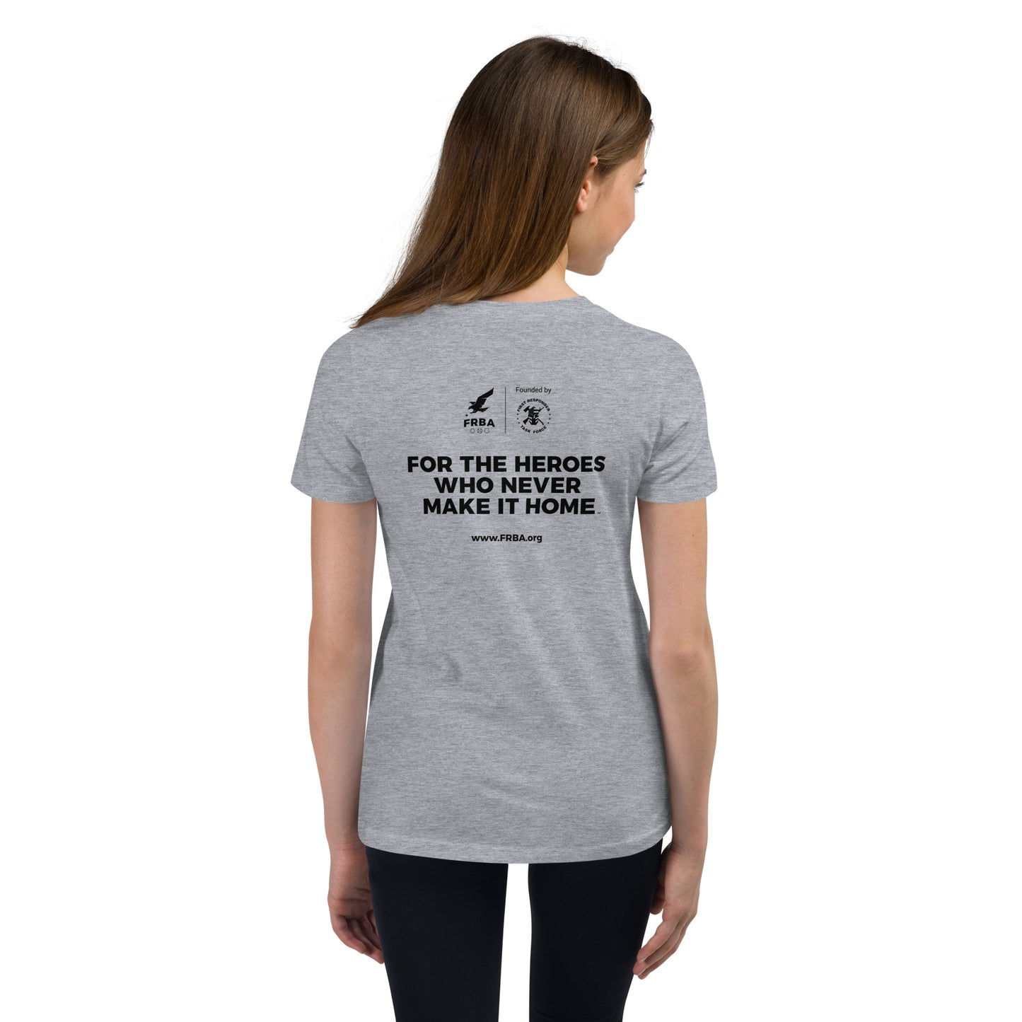 Unisex Youth Short Sleeve T-Shirt | Athletic Heather or Heather Dust | FRBA Branded + For The Heroes Who Never Make It Home™ (Printed)