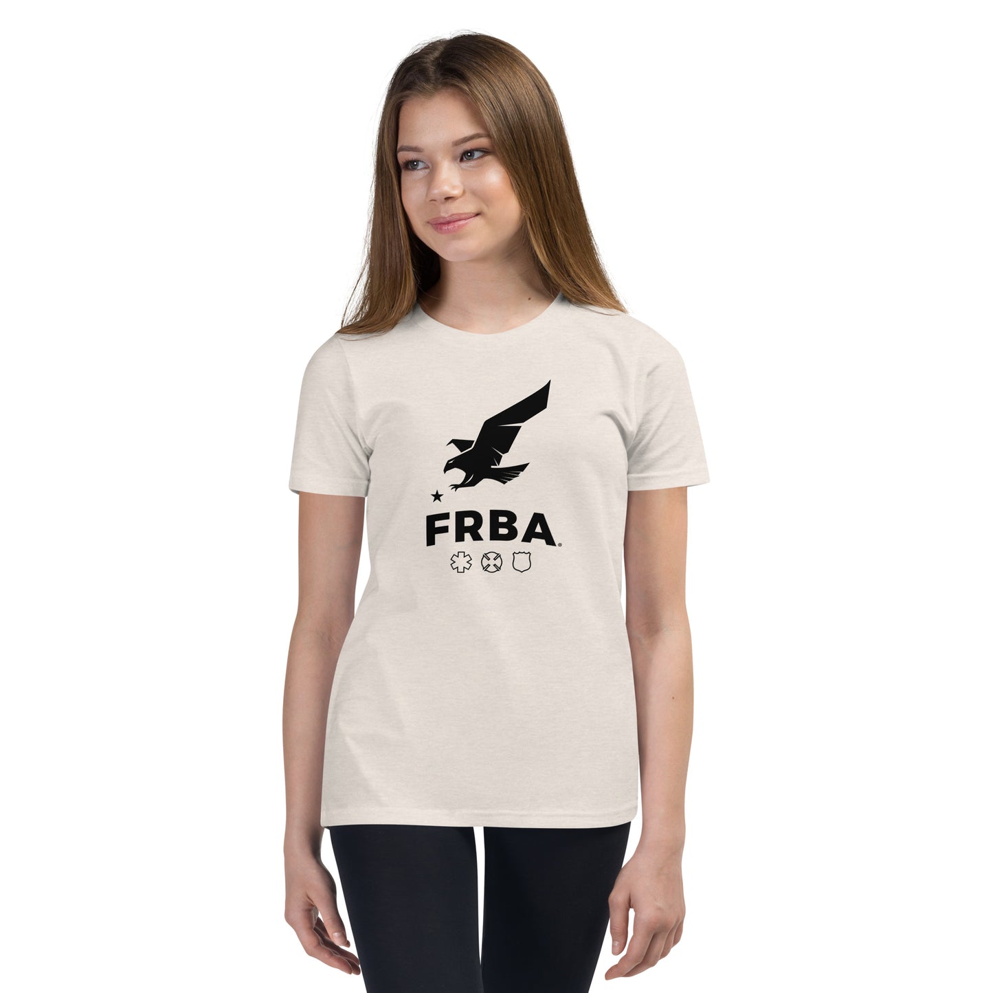 Unisex Youth Short Sleeve T-Shirt | Athletic Heather or Heather Dust | FRBA Branded + For The Heroes Who Never Make It Home™ (Printed)