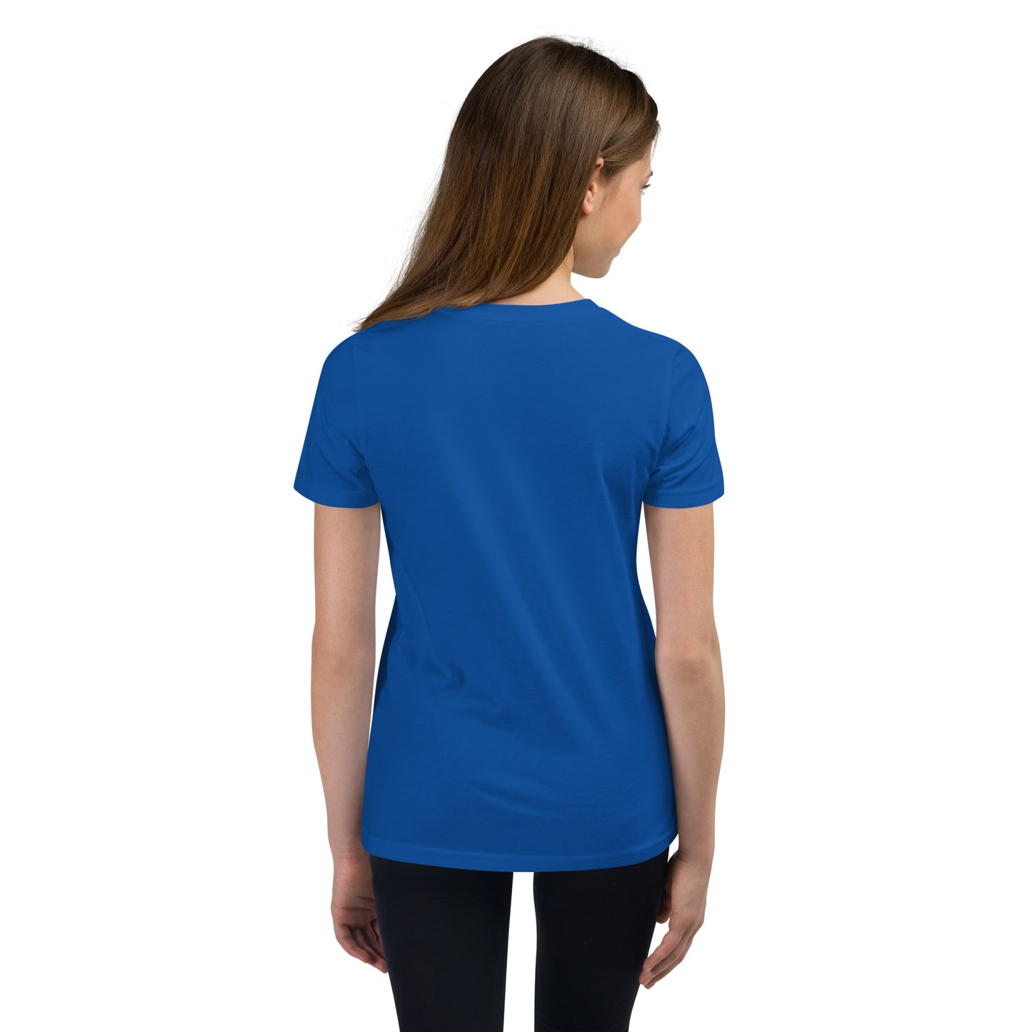 Unisex Youth Short Sleeve T-Shirt | Blue | FRTF Logo on USA Flag + Mission (Printed)