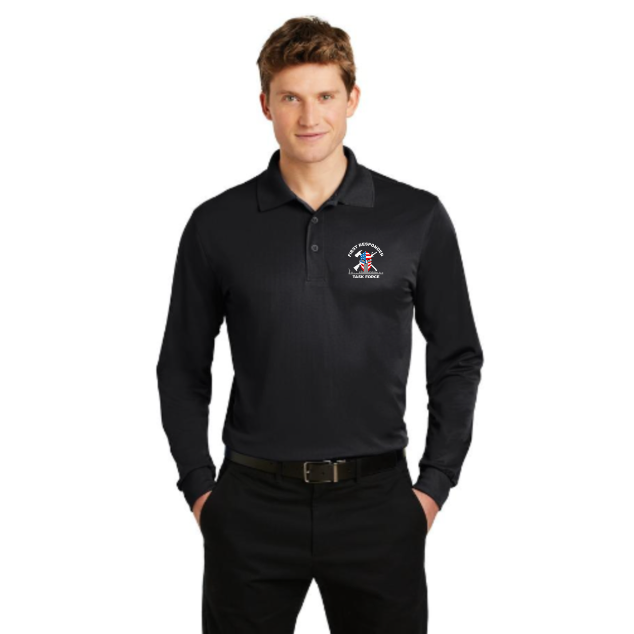 Men's Sport-Tek® Long Sleeve Micropique Sport-Wick® Polo | Black | FRTF Branded (Embroidered)