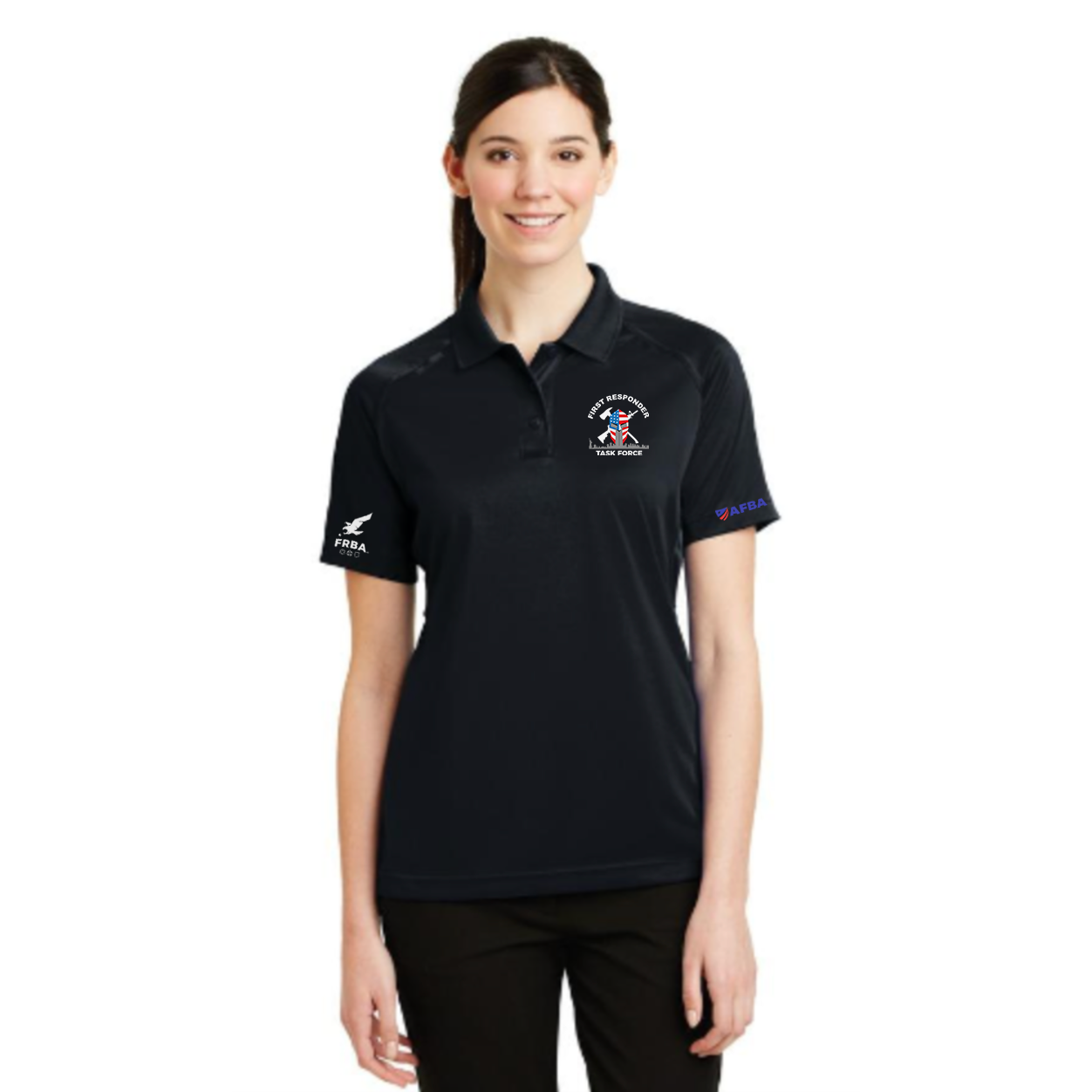 Women's Select CornerStone® Snag-Proof Tactical Polo | Black | FRTF + AFBA + FRBA Branded (Embroidered)