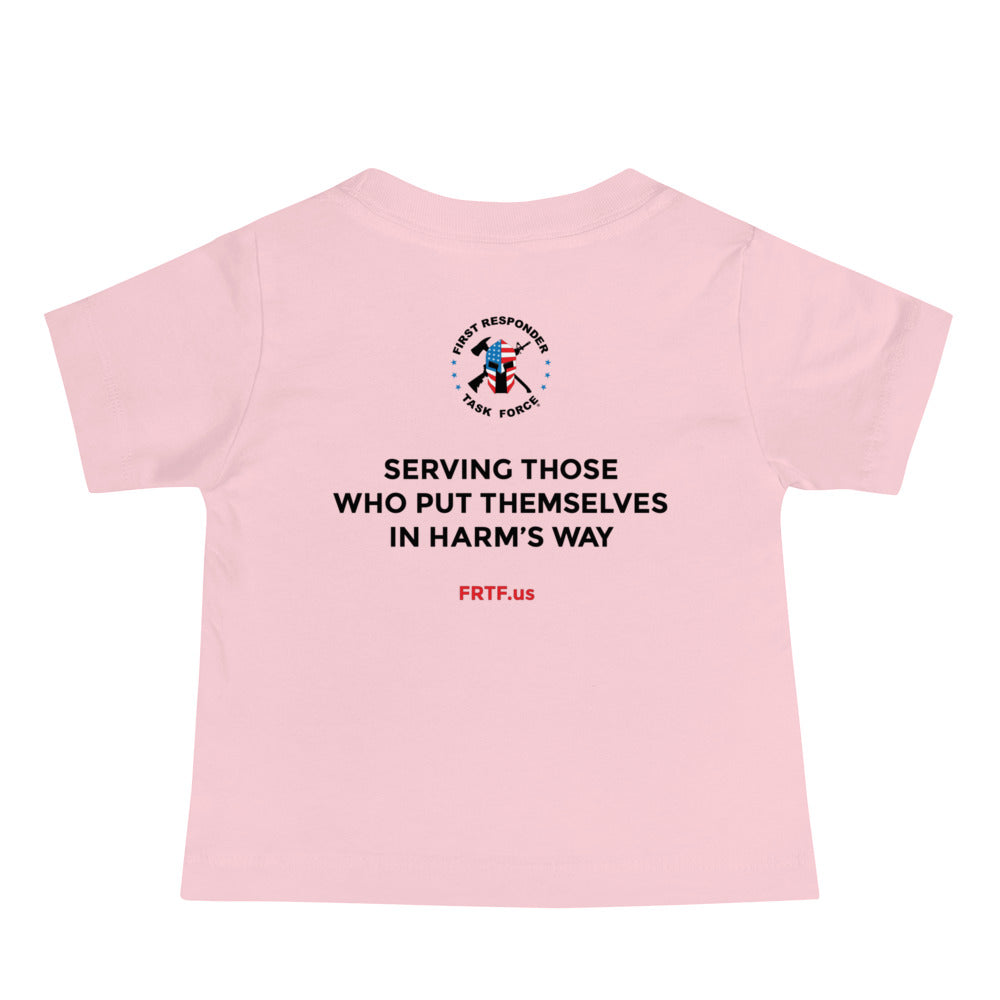 Girl's Baby Jersey Short Sleeve Tee | Pink | FRTF Shield + Mission on Reverse (Printed)