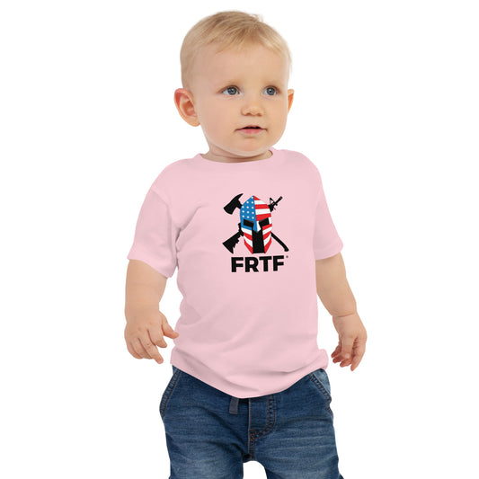 Girl's Baby Jersey Short Sleeve Tee | Pink | FRTF Shield + Mission on Reverse (Printed)