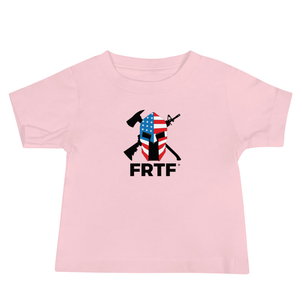 Girl's Baby Jersey Short Sleeve Tee | Pink | FRTF Shield + Mission on Reverse (Printed)