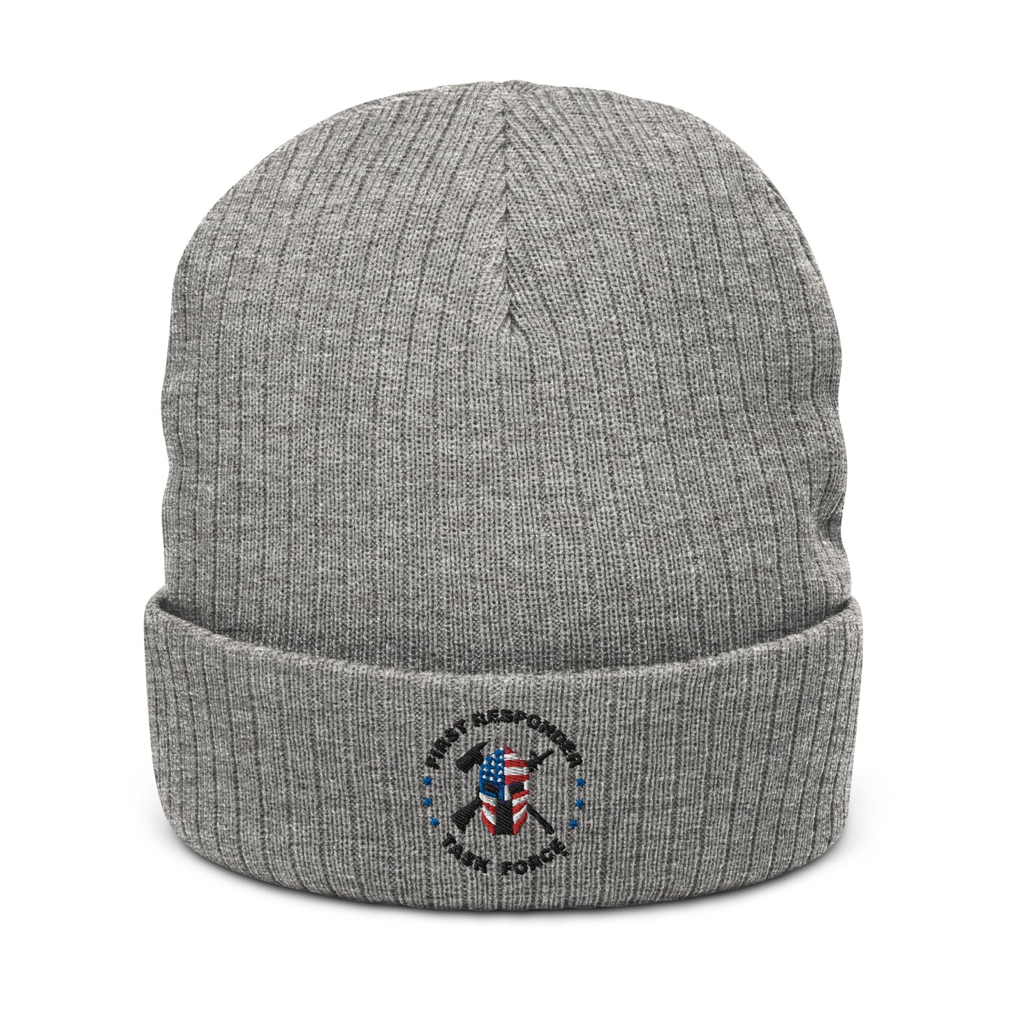 Unisex Ribbed Knit Beanie | Grey | FRTF Branded (Embroidered)