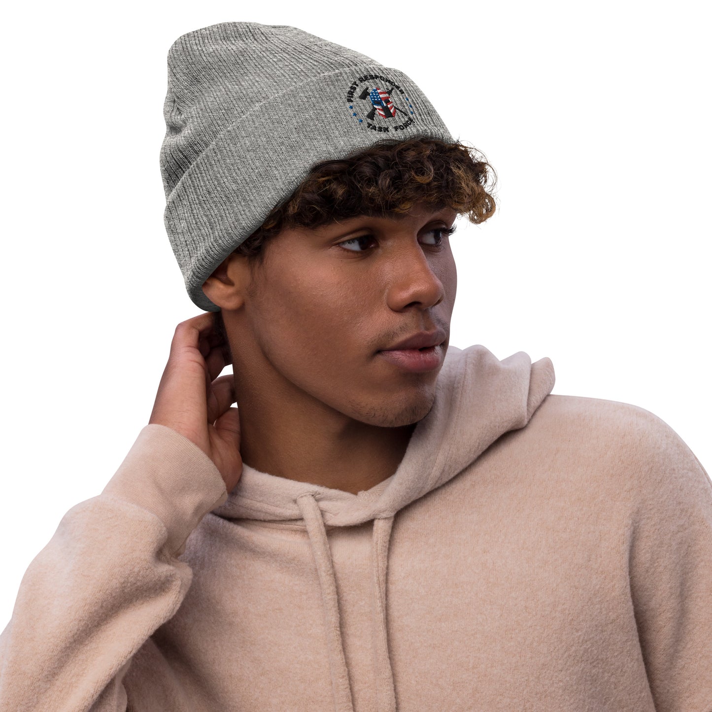 Unisex Ribbed Knit Beanie | Grey | FRTF Branded (Embroidered)