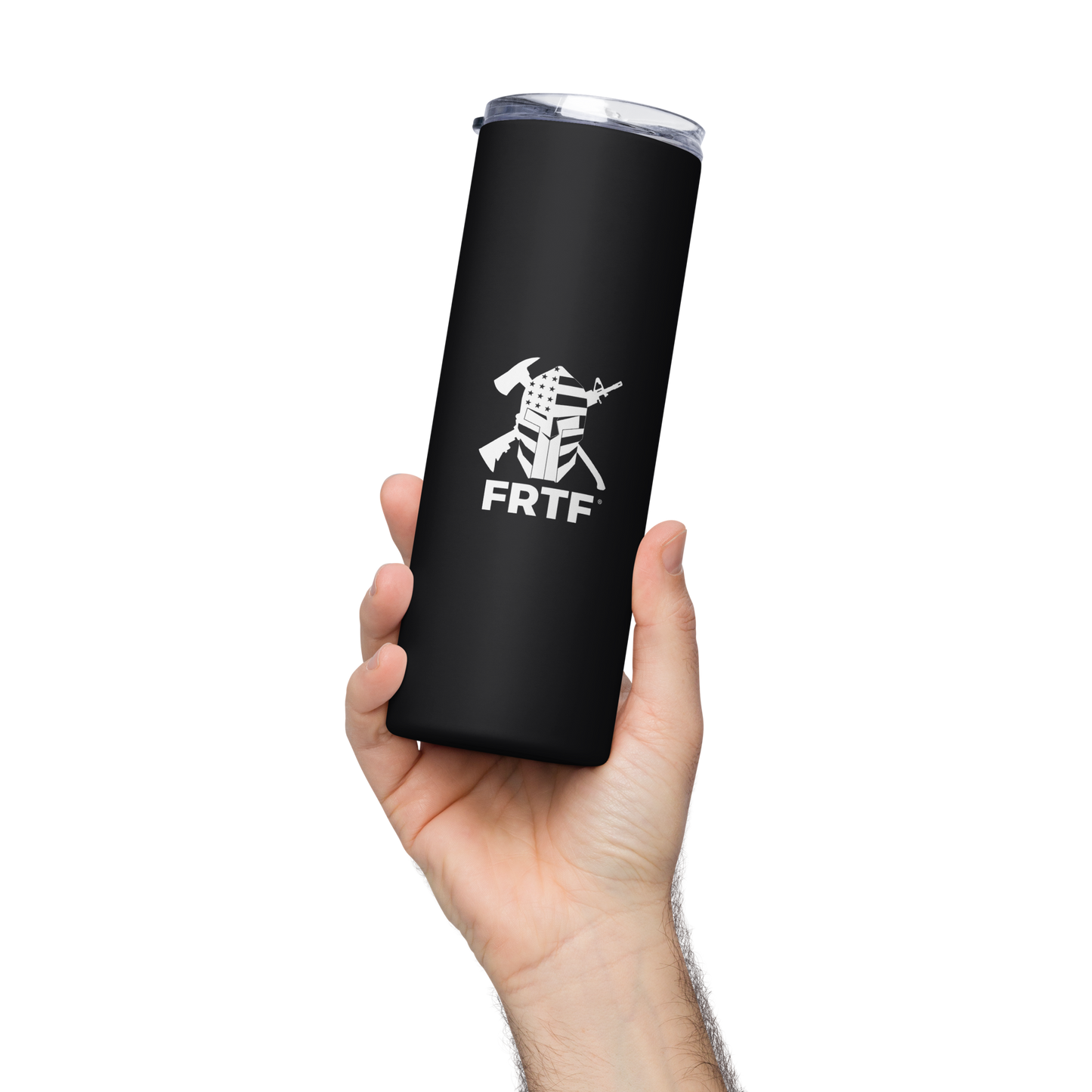 Stainless Steel Tumbler | Black | FRTF Branded (shield logo) + First Responder Symbols (Printed)