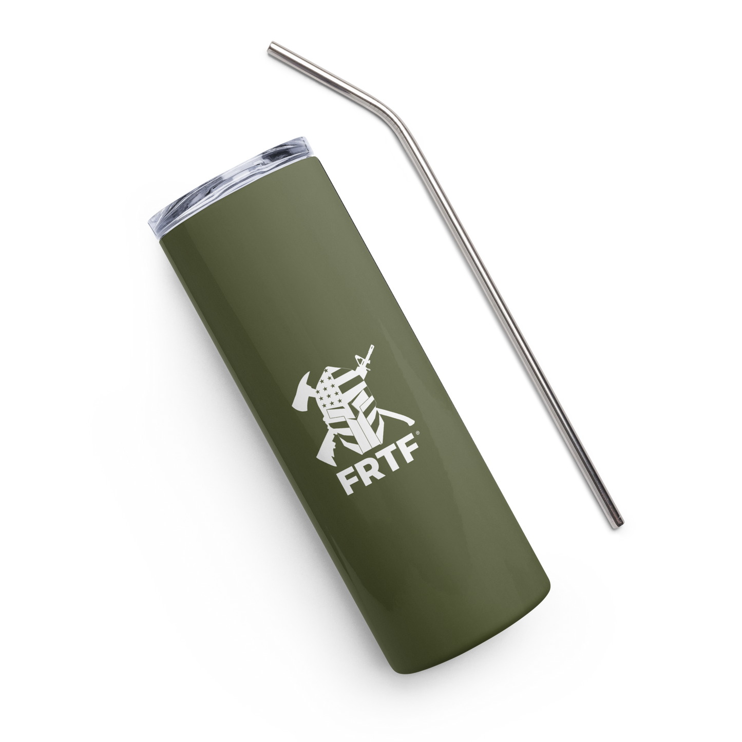 Stainless Steel Tumbler | Army Green | FRTF Branded (shield logo) + First Responder Symbols (Printed)