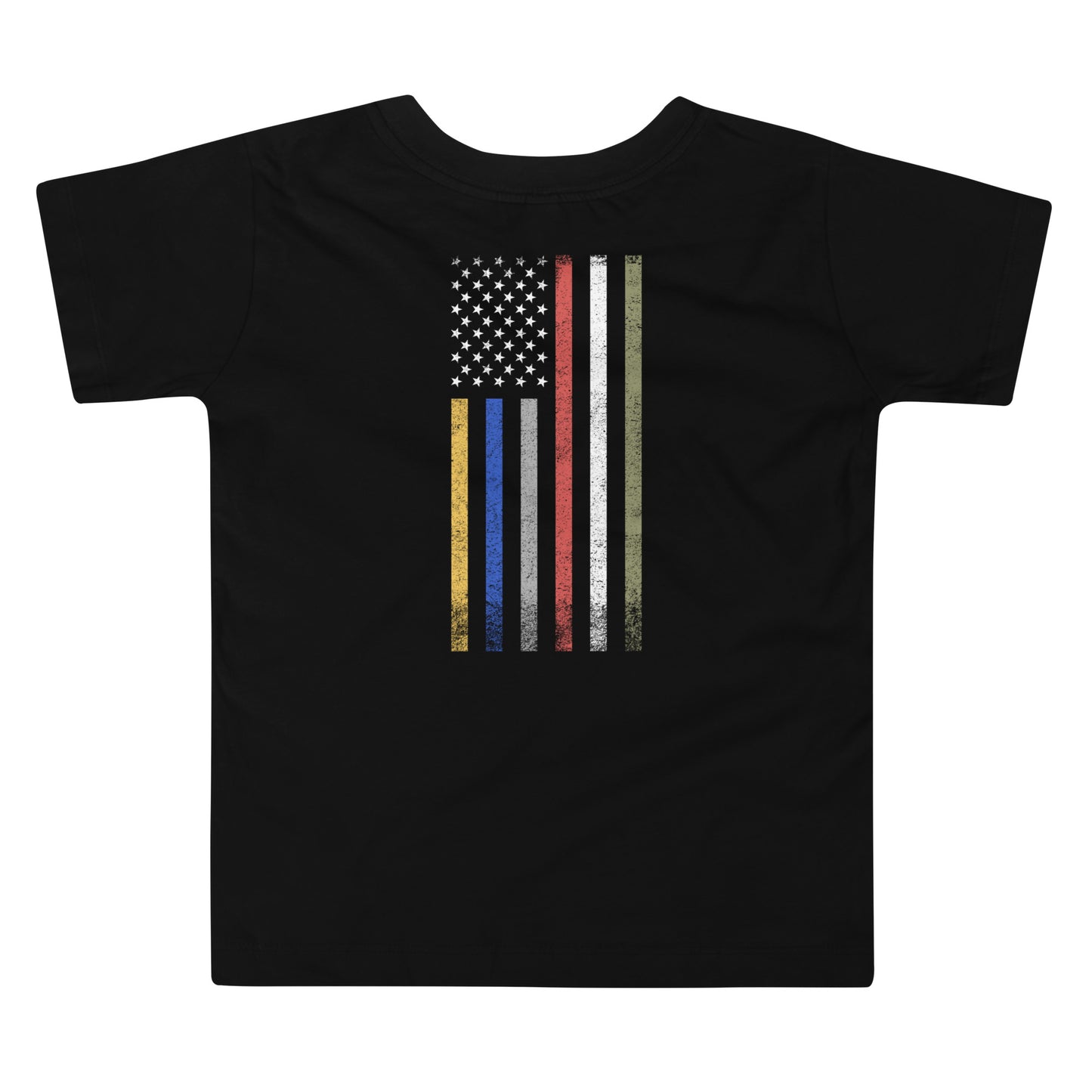 Unisex Toddler Short Sleeve Tee | Black | FRTF Branded + First Responder Flag on Reverse (Printed)