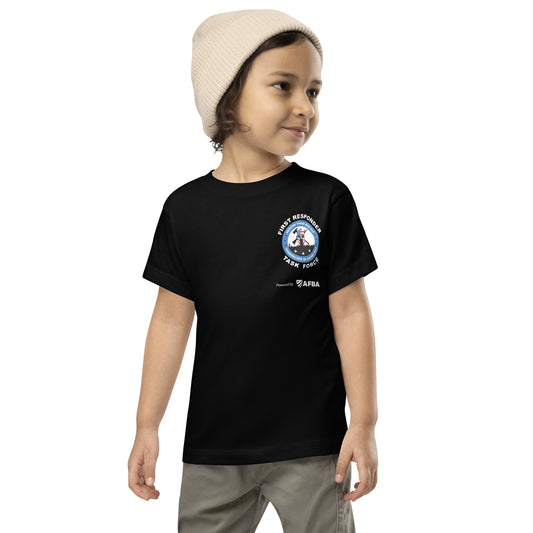 Unisex Toddler Short Sleeve Tee | Black | FRTF Branded + First Responder Flag on Reverse (Printed)