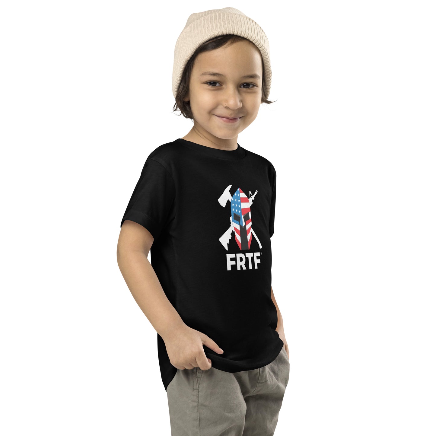 Unisex Toddler Short Sleeve Tee | Black | FRTF Shield + Mission on Reverse (Printed)