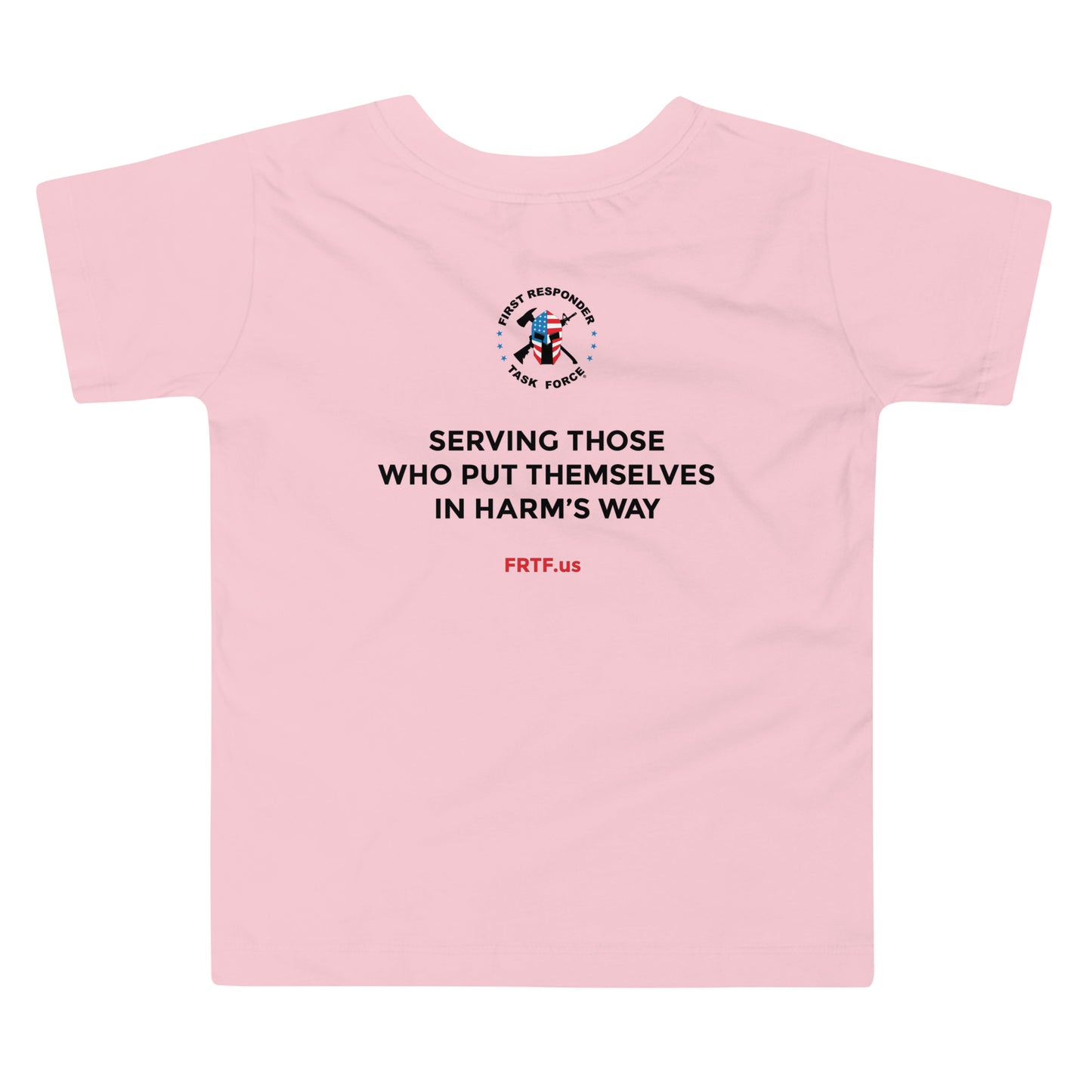 Girl's Toddler Short Sleeve Tee | Pink | FRTF Shield + Mission on Reverse (Printed)