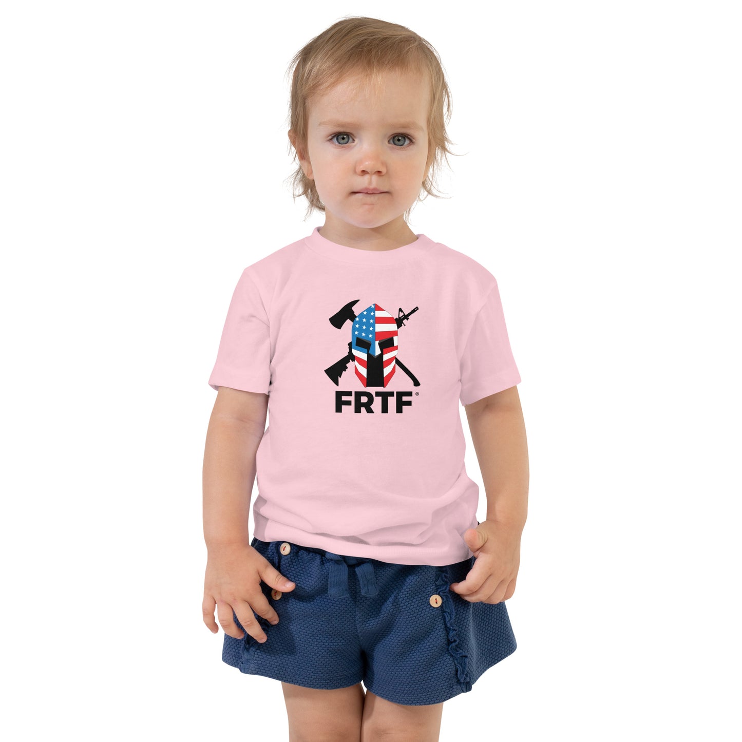 Girl's Toddler Short Sleeve Tee | Pink | FRTF Shield + Mission on Reverse (Printed)