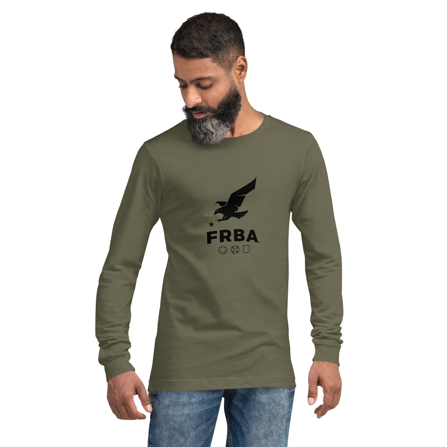 Unisex Long Sleeve Tee | Military Green or Athletic Heather | FRBA Branded + For The Heroes Who Never Make It Home™ (Printed)