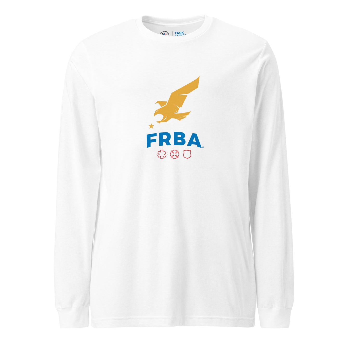 Unisex Long Sleeve Tee | White | FRBA Branded + Not All Heroes Make It Home™ (Printed)