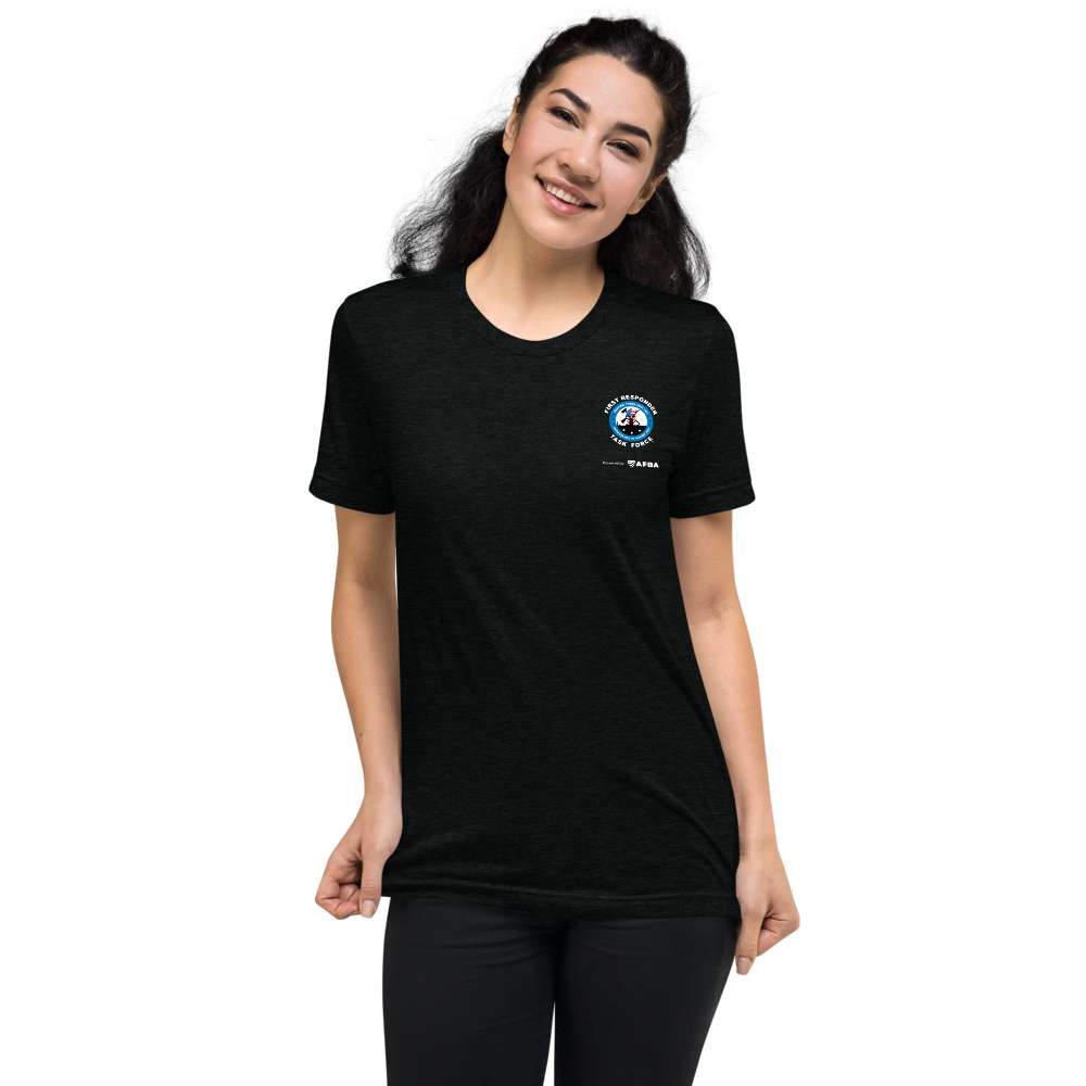 Unisex short sleeve t-shirt | Black | FRTF Branded + First Responder Flag on Reverse (Printed)