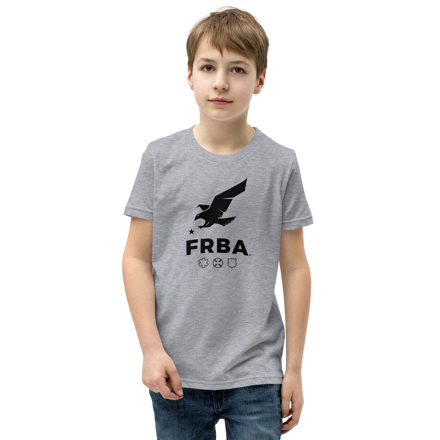 Unisex Youth Short Sleeve T-Shirt | Athletic Heather or Heather Dust | Black FRBA Branding | Not All Heroes Make It Home™ (Printed)