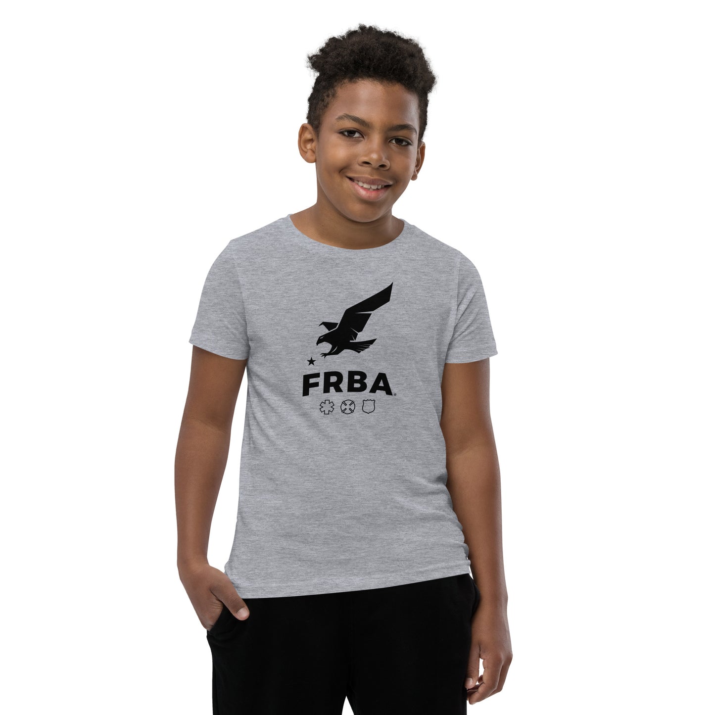 Unisex Youth Short Sleeve T-Shirt | Athletic Heather or Heather Dust | Black FRBA Branding | Not All Heroes Make It Home™ (Printed)